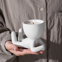 Céramique Mat De Luxe Cadeaux Exquis Pots Uniques Forme Du Corps Noir Blanc En Céramique Pot De Bougie Vide