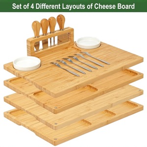 Juego de Tabla de Quesos de Bambú de 4 Piezas con Soporte para Cuchillos, Plato para Salsas, Regalo de Inauguración de Casa - Product Image 3
