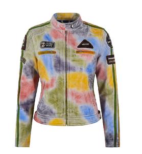 Veste pour femme en cuir Nappa ciré multicolore 100% authentique, finition cirée vintage, fermeture éclair YKK, personnalisation de la marque, étiquette privée - Product Image 2