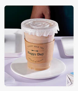 Tasse à boisson froide jetable PET tasse à thé au lait vente chaude tasse à café légère avec couvercle pour magasin de desserts - Product Image 1