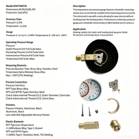 80mm Durable Thermomanometer Pressure & Temperature Analog Combo Gauge Bottom Mount 0-6bar for HVAC Heating Boiler Systems OEM