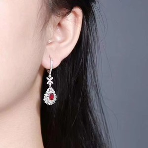 SGARIT Bijoux fins en or 18 carats avec pierres précieuses, 0,88 ct, rubis naturel non chauffé couleur sang de pigeon, boucles d'oreilles pour femmes, certificat GUILD - Product Image 4