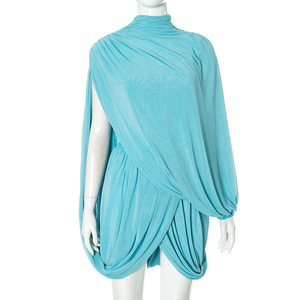 Ensemble 2 pièces élégant pour femme : haut sans bretelles de couleur unie et jupe courte à col châle à manches longues - Product Image 4