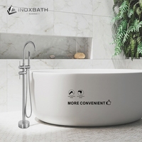 Colonne de douche extérieure autoportante en acier inoxydable 316, ensemble à double poignée, finition nickel brossé, pommeau de douche pluie douce pour appartement