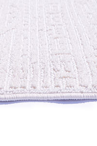 Tapis géométrique en microfibre tissée Levini Cream, écologique, adapté aux animaux domestiques, vente en gros, 8 mm, lavable, texturé, moderne, style scandinave, pour la vie quotidienne - Product Image 3