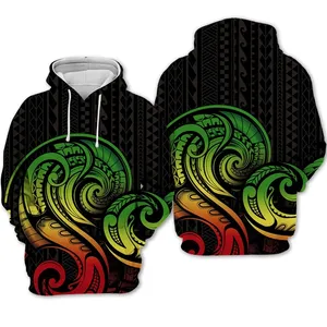 Olahraga pria Polynesian Tribal pencetakan kustom sublimasi jaket olahraga basket termal hoodie semua tim