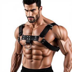 Arnés de Cuero para <span class=keywords><strong>Hombre</strong></span>, Sexy, con Remaches Metálicos, Ajustable, Estilo Punk, Rave, Erótico, Fetiche - Product Image 1