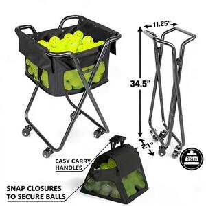 Carrito de Transporte de Pelotas de Pickleball de Acero Metálico Ligero y Portátil, Bolsa de Transporte de Tela Oxford para 120 Pelotas de Tenis, 100 Pelotas de Pickleball, Uso en Exteriores - Product Image 2