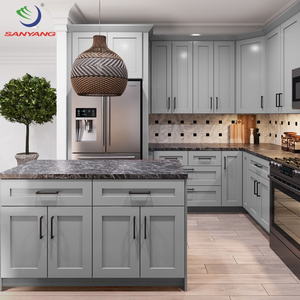 Thiết kế tối giản hiện đại đồ nội thất nhà bếp tùy chỉnh màu xám góc tường cơ sở tủ bếp gấu trúc tủ bếp Miami - Product Image 2