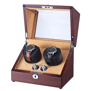 売れ筋マホガニー時計ワインダーボックス高級電池式時計ワインダー2時計用