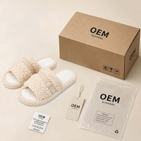 Chaussons bouclés pour femmes avec boucle dorée, sandales d'intérieur en peluche à bout ouvert, confortables et luxueuses, personnalisables avec logo, vente en gros