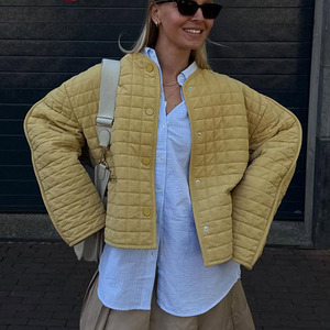 Vestes à <span class=keywords><strong>Carreaux</strong></span> Décontractées Femmes Manteaux d'Automne Nouvelle Veste Bouffante <span class=keywords><strong>Jaune</strong></span> - Product Image 3