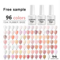 HS Custom Logo Hema Tpo Free 96 Couleurs Rubber Base Coat Gel Soak Off UV LED Nail Pink Nude Rubber Base Gel Polish Set