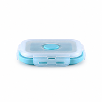 Boîte à lunch carrée mini pliable en silicone, compatible micro-ondes, avec couvercle verrouillable, pour la préparation des repas et les voyages (vente en gros)