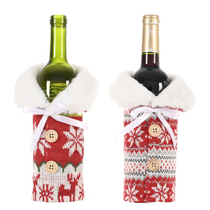 Elegante Bolsa de Regalo para Champán con Patrón de Copos de Nieve Tejidos, Decoraciones Navideñas para Fiestas, Funda para Botella de Vino - Product Image 1