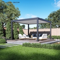 Pergola électrique en aluminium avec revêtement en poudre, toit à lamelles imperméable, motorisation entièrement automatique, protection solaire écologique pour terrasse extérieure
