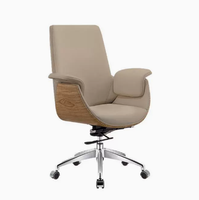 Chaise de bureau de direction en cuir véritable, style professionnel, moderne et minimaliste, ergonomique, réglable en hauteur, pivotante, base 5 étoiles