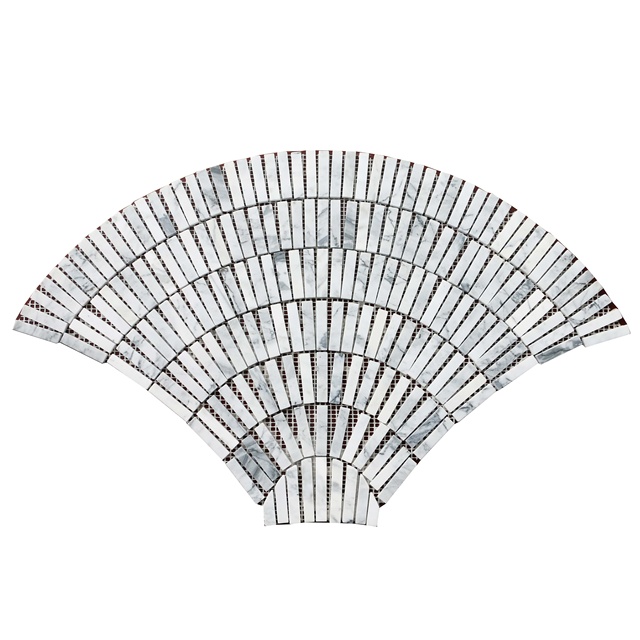 Latest Design Modern Natural Carrara White Marble Fan-shaped Stone Mosaic Tile for Kitchen Shower Room Bathroom Walls
