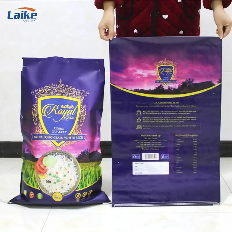 New recycled bopp laminated polypropylene sack plastic 25kg 50kg pp woven bag for grain rice and flour with factory price
