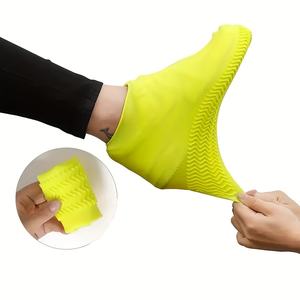 Sepatu Anti Air Warna Solid Dapat Digunakan Kembali Tahan Aus Anti Selip Sepatu Wanita Portabel Sepatu Hujan Silikon - Product Image 6