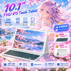 En stock, tablette PC portable 10,1 pouces Intel N5030 8 Go 128 Go SSD Win 11, clavier et support gratuits, mini ordinateur portable 2 en 1 - Product Image 1