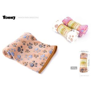 Couverture pour animaux Yommy 100x120cm en flanelle douce avec motif de patte pour chiens et chats - Product Image 1