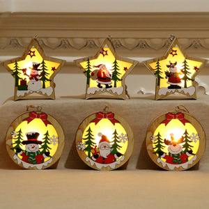 Ornements de Noël en bois illuminés, décorations pour sapin de Noël, petits ornements de Noël en bois pour cadeaux - Product Image 2