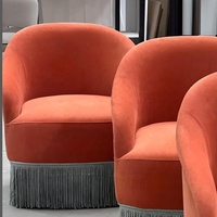 Kursi Santai Berumbai Beludru Mewah Kayu Solid Modular HDC, Kursi Putar Linas, Kursi Aksen, Furnitur Ruang Tamu, Bar, Klub