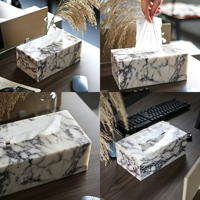 Luxuriöse Handgefertigte Maßgeschneiderte Rechteckige Natürliche Calacatta Viola Marmor Moderne Taschentuchbox für Zuhause, Hotel, Badezimmer, Inneneinrichtung