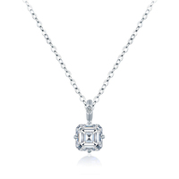 Collier pendentif pour femme Mlluki Moissanite en argent sterling 925, taille Asscher, 1 carat, forme cube de sucre