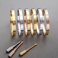 Bracelet de luxe en acier inoxydable plaqué PVD or et argent véritable, avec tournevis, pour hommes et femmes, vente en gros