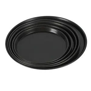 Bulat Pizza Plate Pizza Pan Deep Dish Tray Karbon Baja Non-stick Cetakan Baking Alat Cetakan Kue Pan Pola 9-14 Inch