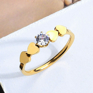 Heart Shape Zircon <b>Ring</b> Gold Women's Engagement Jewelry <b>Fine</b> <b>Rings</b> - Product Image 3