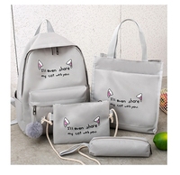 Sac à dos unisexe tendance 2025 de haute qualité, ensemble scolaire pour étudiants, mignon, 4 pièces, en toile et polyester, avec fermeture éclair à motif de dessin animé