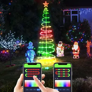 앱 원격 제어 스마트 RGB 현대 led 나선형 크리스마스 트리 휴일