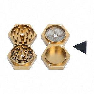 Hexagon 50 mm <b>Herb</b> <b>Grinder</b> 4 Parts Aluminum Metal Custom Logo Smoking Tobacco <b>Grinder</b> - Product Image 6
