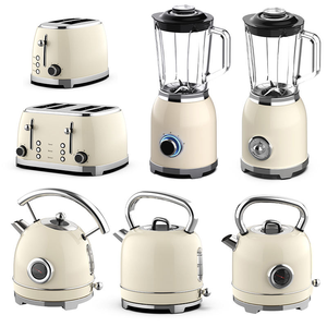 Ensemble petit-déjeuner 3 en 1 en acier inoxydable style rétro, grille-pain électrique 4 tranches, bouilloire et mixeur à jus pour hôtel et usage domestique - Product Image 4