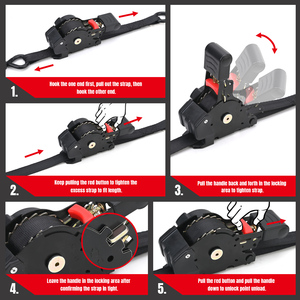 Sangles d'arrimage à cliquet rétractables de 1 pouce <span class=keywords><strong>x</strong></span> 10 pieds avec amortissement pour camions/quad/<span class=keywords><strong>moto</strong></span>/charge/usage domestique - Product Image 5