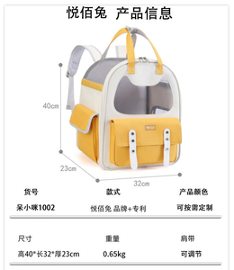 Transparent Mesh <b>Pet</b> Backpack <b>Carrier</b> Soft-Sided Zipper Closure Breathable Oxford Material Gray Color 5kg Capacity Square Shape - Product Image 6