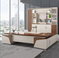 Bureau de direction moderne et simple en bois avec boîte de gestion des câbles pour Président, Directeur, Manager – Idéal pour usage professionnel – Style minimaliste et contemporain