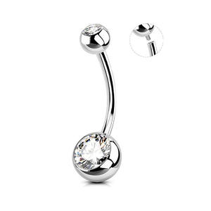 Lotus ASTM F136 G23 Titane Micro-insert Zircon 16G 18G 20G Anneau de nez Labret Horseshoe Barbell Plaqué or 14 carats Bijoux de piercing - Product Image 6