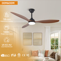 Ventilador de Techo LED KBS de 52 Pulgadas con Motor BLDC, 3 Aspas de ABS y Control Remoto para Dormitorio y Sala de Estar