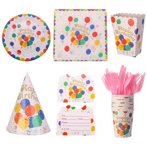 Ensemble de vaisselle en papier pour fête d'anniversaire sur le thème des animaux, de qualité alimentaire HLC, pour filles et garçons, décoration d'anniversaire rose - Product Image 4