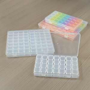 Nail Art Storage Box 28 Compartment Transparent Plastic Jewelry Organizer Desktop Accessory Case With Lid - Product Image 3