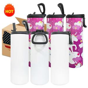 20Oz Skinny Stainless Steel Straight Sport Sublimation Tumbler <b>With</b> <b>Flip</b> <b>Top</b> Lid for Diy Printing - Product Image 2