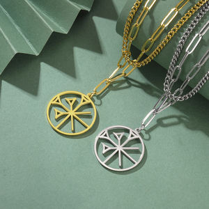 Collier Myshape Symbole Annunaki, Pendentif Anu Cunéiforme, Mythologie Sumérienne, Acier Inoxydable, Bijoux Religieux Mésoptamien - Product Image 2