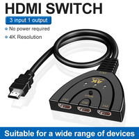 Conmutador compatible con HDTV de 3 puertos 4K*2K, conmutador de vídeo 4K 3D, divisor KVM, concentrador de 3 entradas y 1 salida para Xbox, PS4, DVD, PC, portátil, TV
