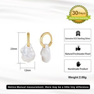 GPE97 lujo elegante chapado en oro amarillo grandes pendientes <span class=keywords><strong>de</strong></span> perlas barrocas 23mm <span class=keywords><strong>gran</strong></span> <span class=keywords><strong>bola</strong></span> <span class=keywords><strong>de</strong></span> <span class=keywords><strong>fuego</strong></span> en forma <span class=keywords><strong>de</strong></span> perla 925 pendientes <span class=keywords><strong>de</strong></span> plata esterlina - Product Image 3