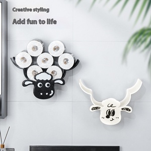 Tissu mural en forme de <span class=keywords><strong>mouton</strong></span> pour salles de bain toilettes <span class=keywords><strong>support</strong></span> de stockage de rouleaux en acier inoxydable créatif sans perceuse organisateur Banheiro - Product Image 2