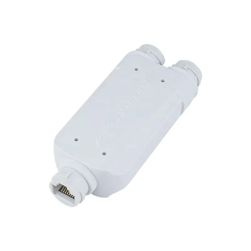 Repetidor POE impermeable de 2 puertos IP66 10/100Mbps 1 a 2 extensor PoE con IEEE802.3af/at 48V al aire libre para cámara de interruptor POE